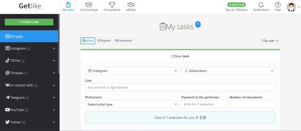 getlike.io tasks